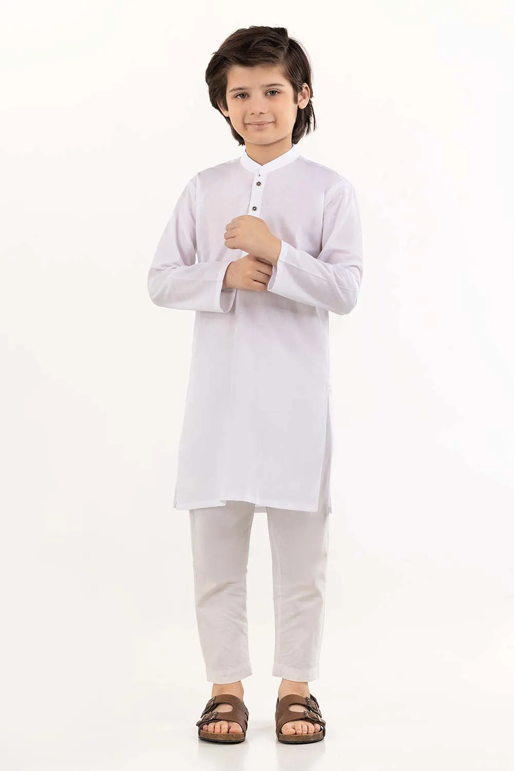 White Kameez Shalwar Set For Boys