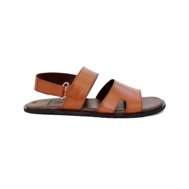 Dark-Brown & Mustard Leather Sandals For Men
