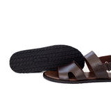 Dark-Brown & Mustard Leather Sandals For Men