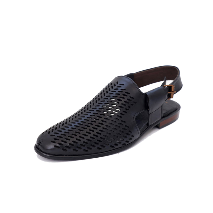 Black Color Mild Leather Sandals For Men