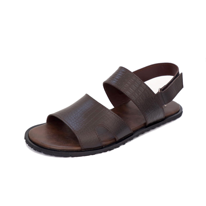 Dark-Brown & Mustard Leather Sandals For Men