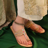 Gulbahar – Handcrafted Leather Kholapuri with Tilla Work For Women