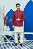Maroon Color Kora & Dabka Embroidered Prince Coat For Men