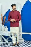 Maroon Color Kora & Dabka Embroidered Prince Coat For Men