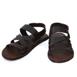 Brown Color Stripe Style Sandals For Men