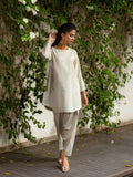 Pearl (Whitish Grey) – Embroidered 2-Piece Cotton Lawn Outfit For Women