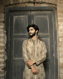Beige 2-Piece Kurta Suit with Formal Pants For Men