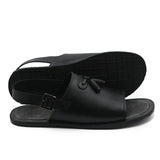 Black Color With Black-Tassels Leather Sandals For Men