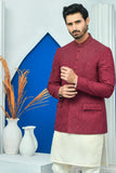 Maroon Color Kora & Dabka Embroidered Prince Coat For Men