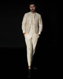Off-White Kaamdani Embroidered Kurta Set with Waistcoat For Men