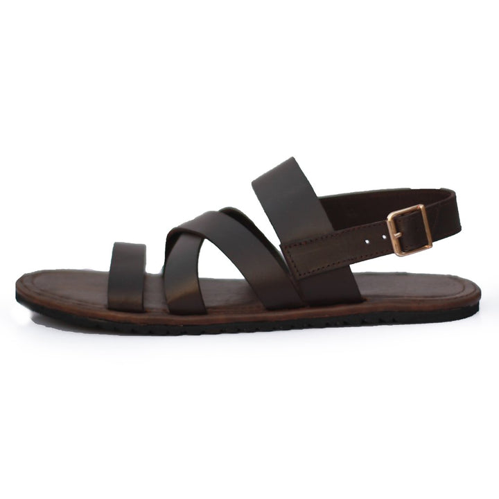 Brown Color Stripe Style Sandals For Men