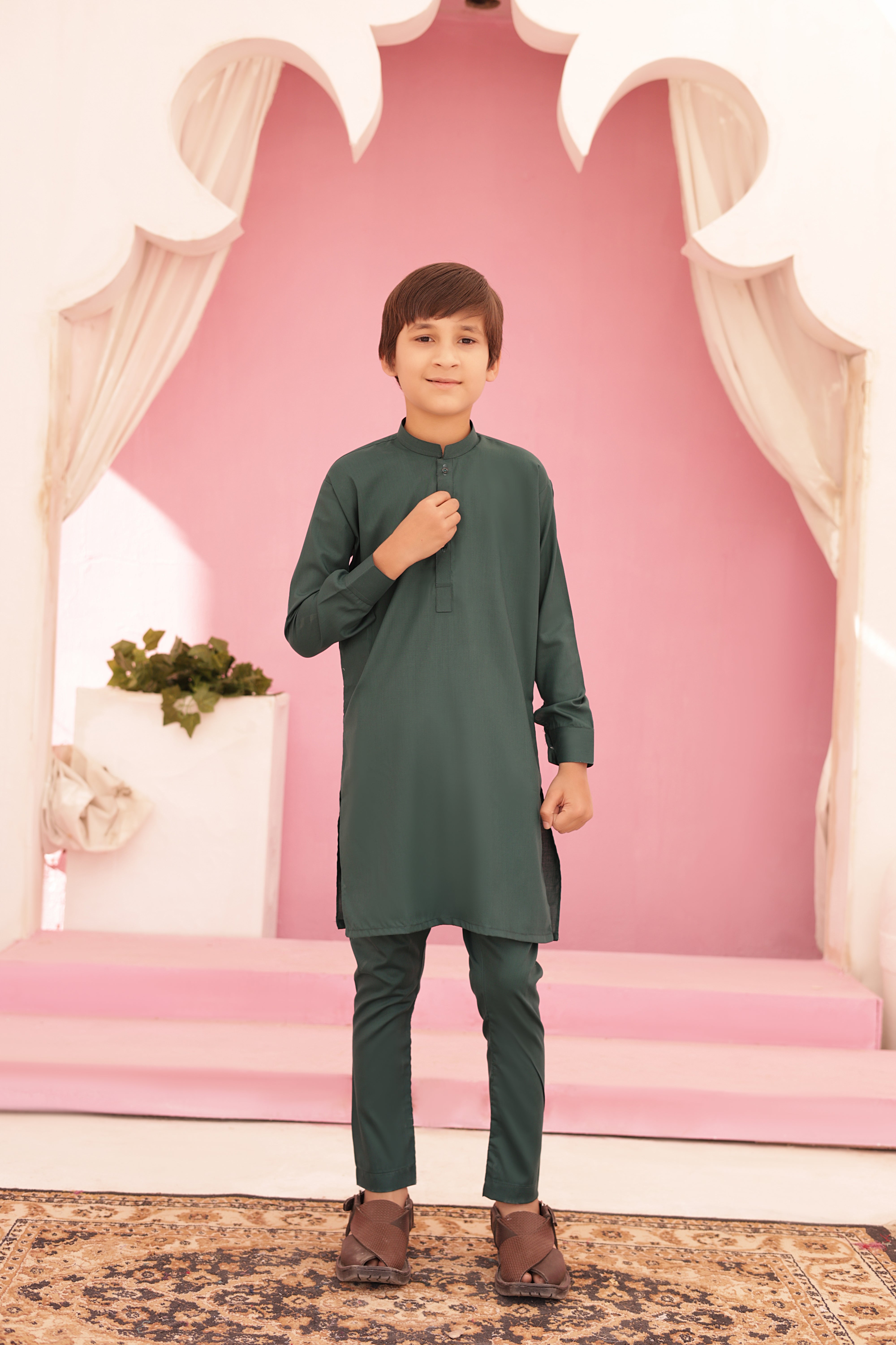 Teal Kurta and Trouser Set For Boys