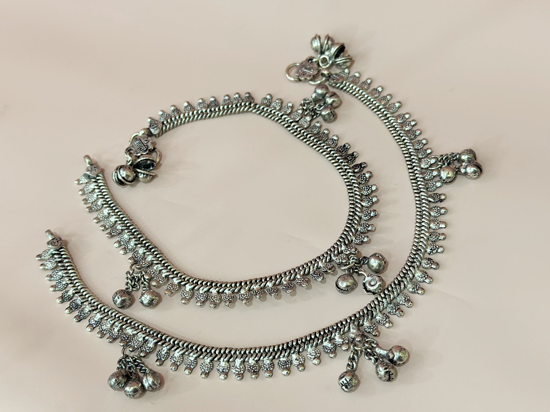 Nida Ghungru Anklet – Pair | 14 Inches | Oxidised German Silver For Women