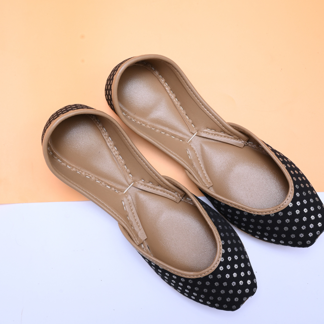 Black Raw Silk Khussa – Classic Craft, Timeless Comfort For Women