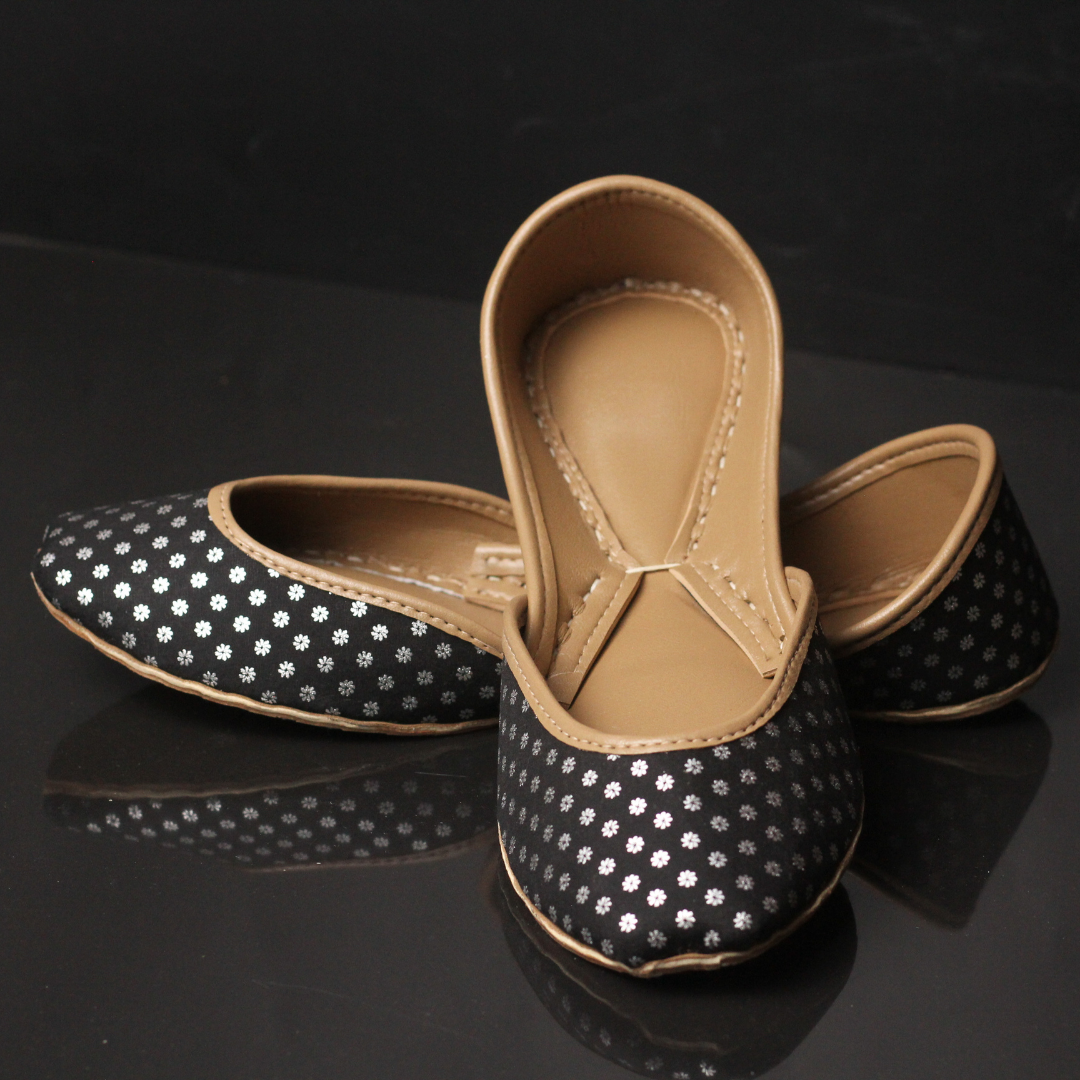 Black Raw Silk Khussa – Classic Craft, Timeless Comfort For Women