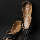 Black Raw Silk Khussa – Classic Craft, Timeless Comfort For Women