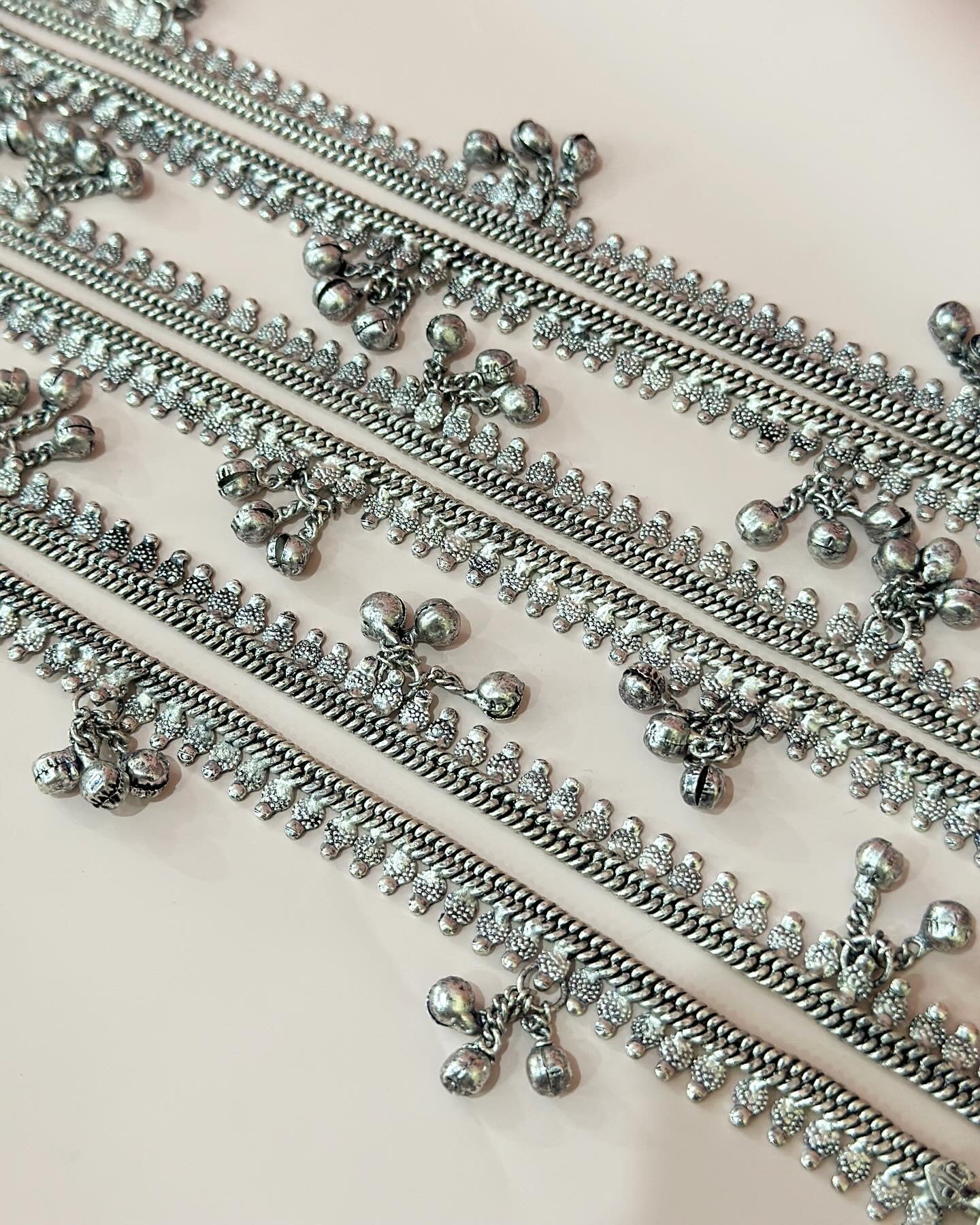 Nida Ghungru Anklet – Pair | 14 Inches | Oxidised German Silver For Women