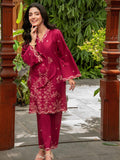 Deep Magenta 2-Piece Embroidered Cambric Suit – Rang-e-Bahar For Women