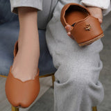 Adora Brown Scalloped Leather Khussas Stylish Comfort for Summer By Dazzle