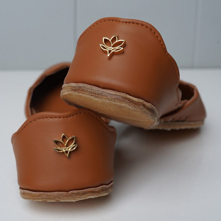 Adora Brown Scalloped Leather Khussas Stylish Comfort for Summer By Dazzle