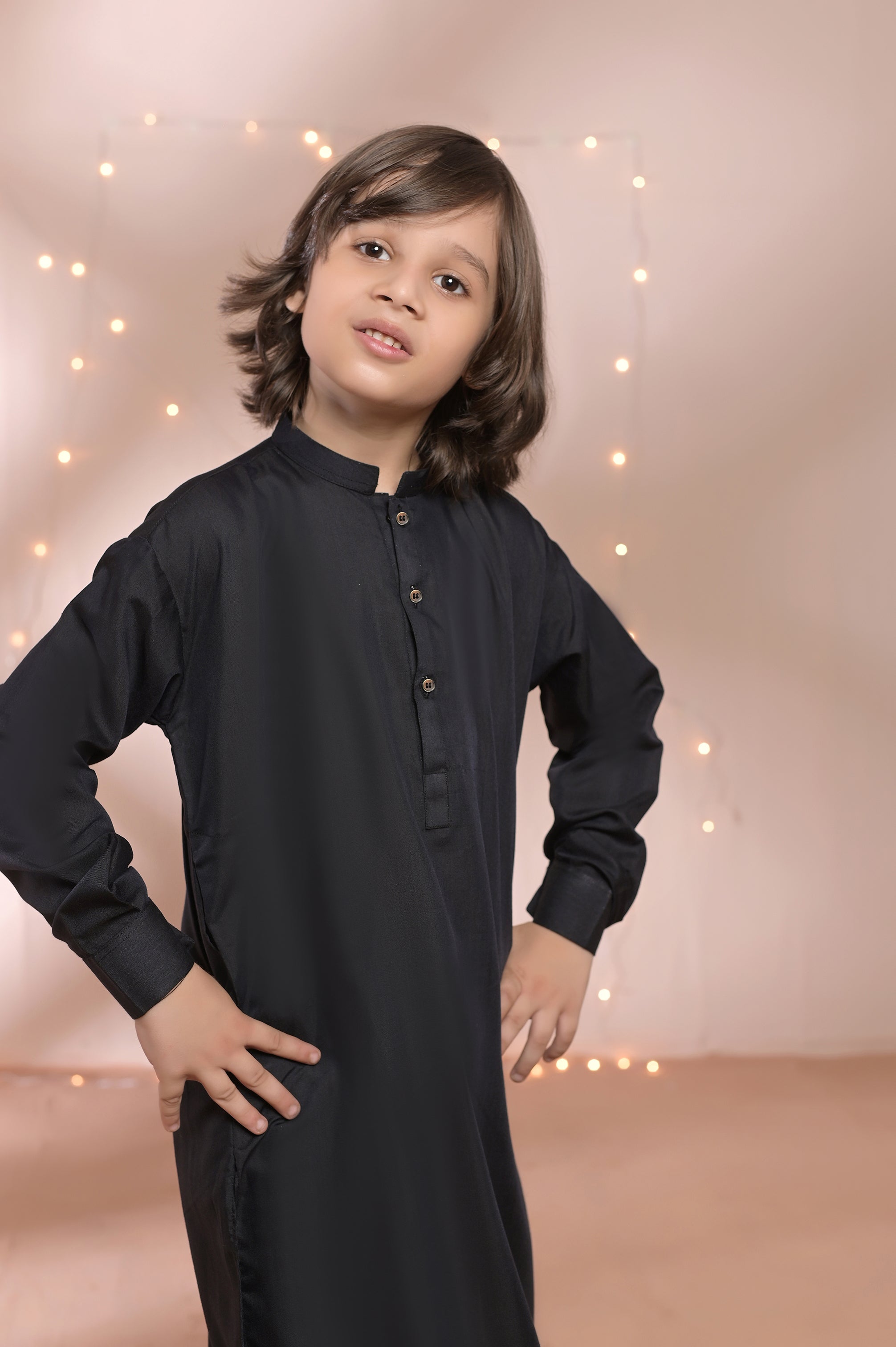 Black Kameez Shalwar Set  For Boys