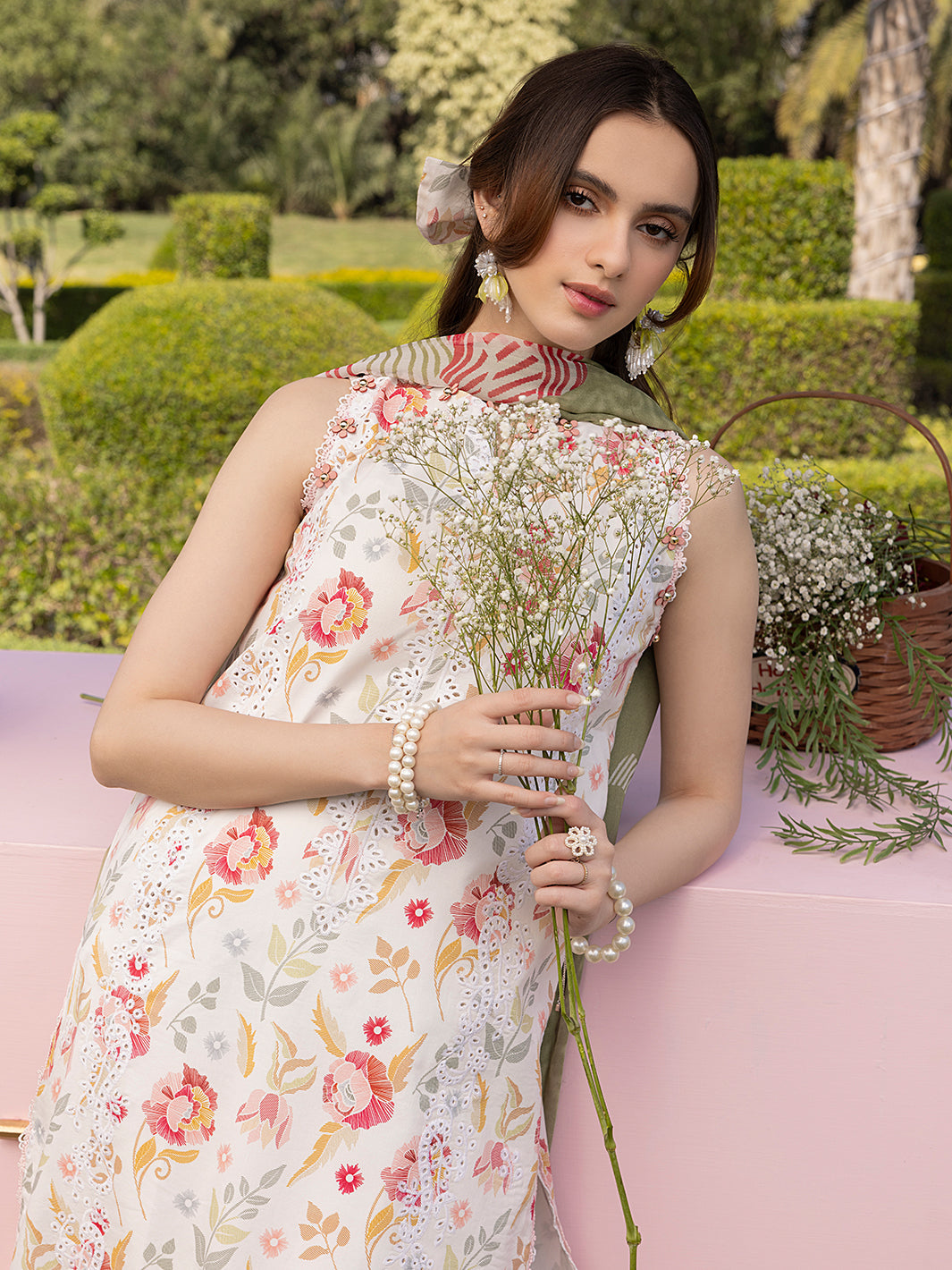 Elowen – Fresh Floral 3-Piece Unstitched Lawn Suit For Women