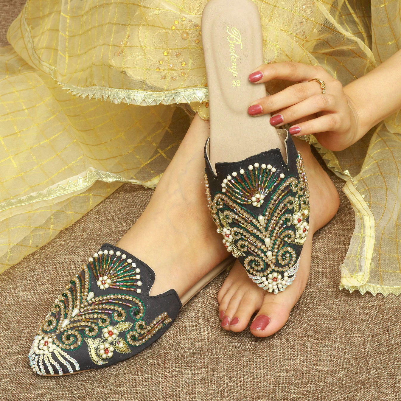 Grace in Every Step – Embroidered Mules For Women