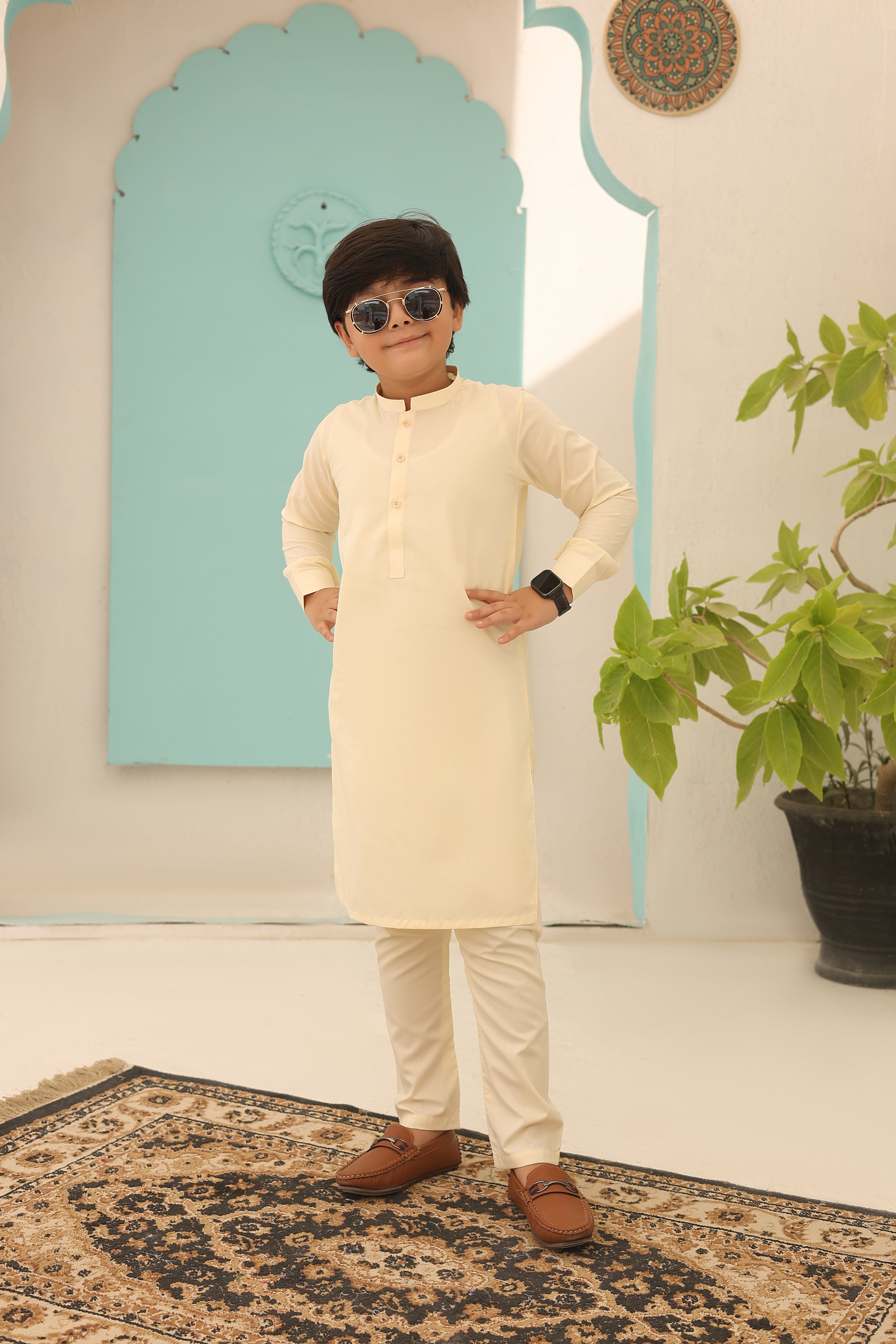 Yellow Kurta and Trouser Set For Boys