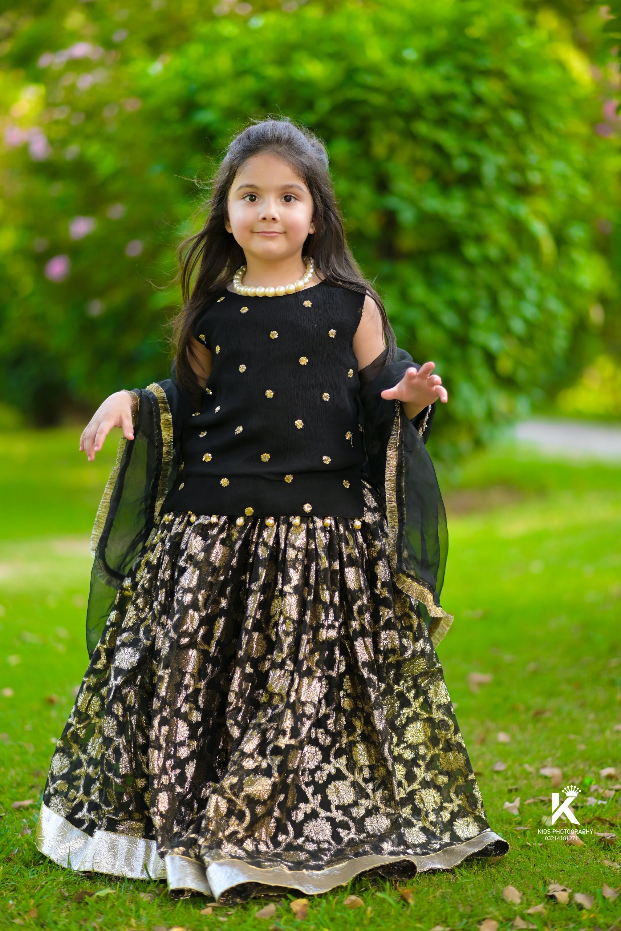 Little Black Lehnga Choli for Kids For Girls