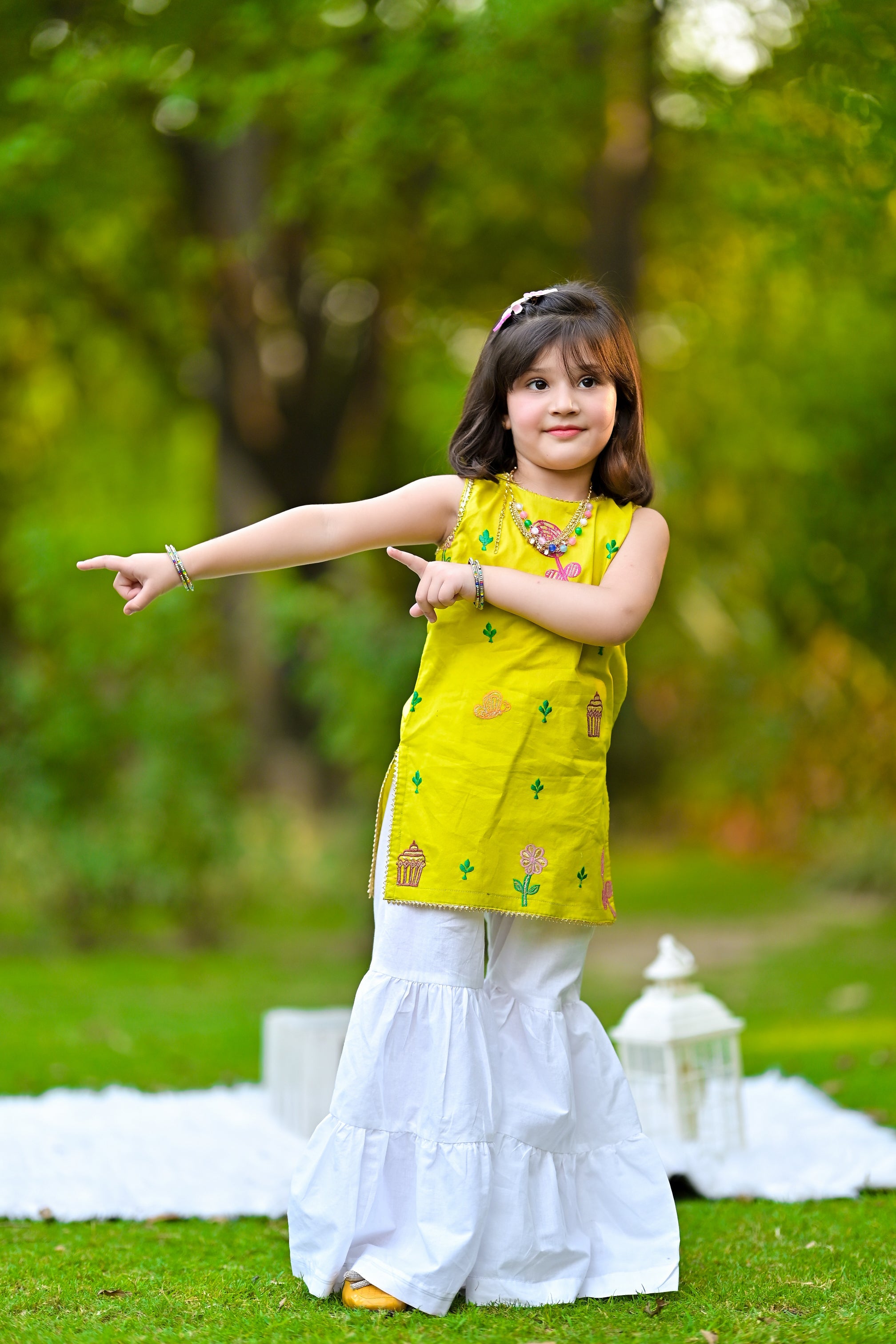 Butterfly Delight Cotton Lawn Kurta for Kids For Girls