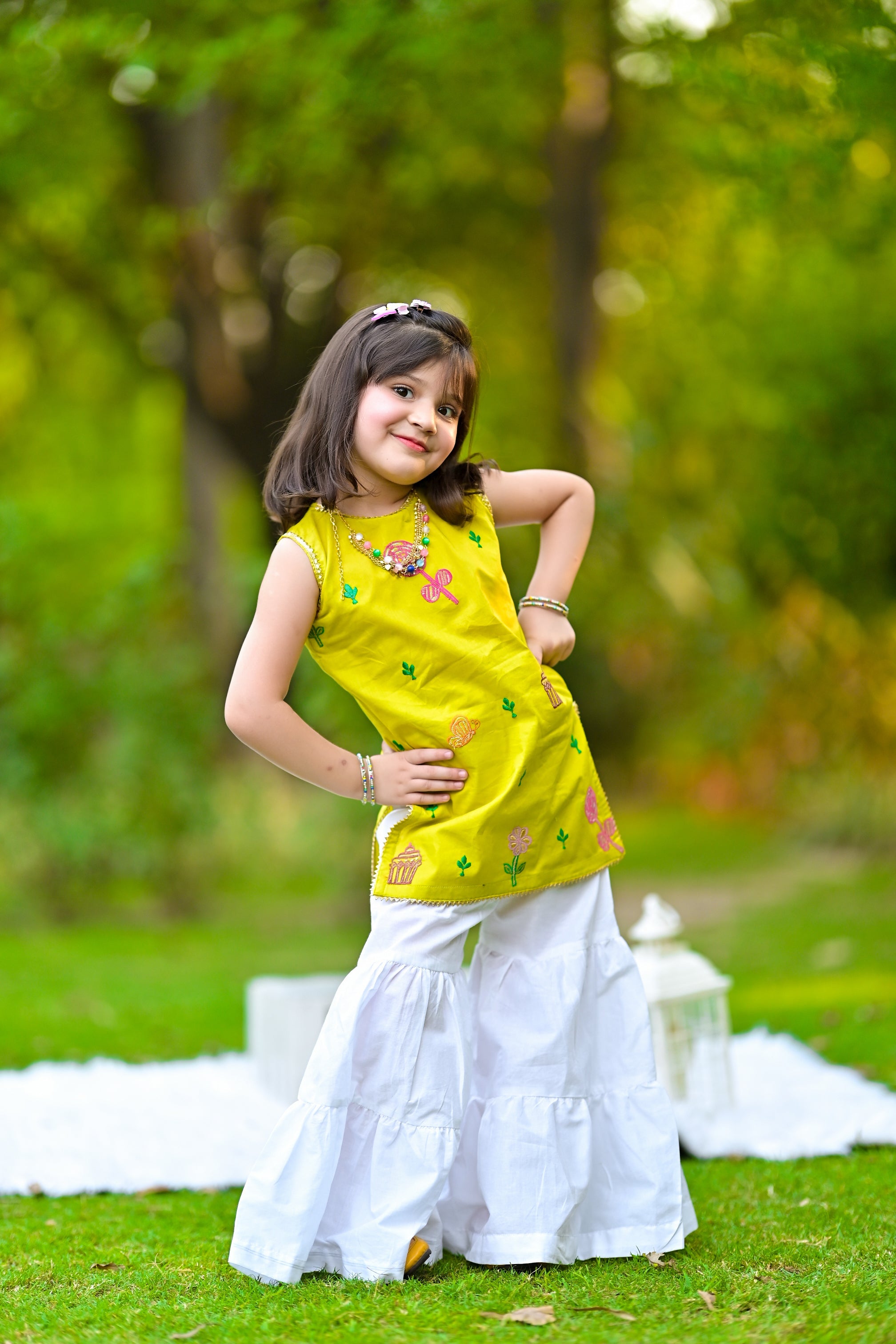 Butterfly Delight Cotton Lawn Kurta for Kids For Girls