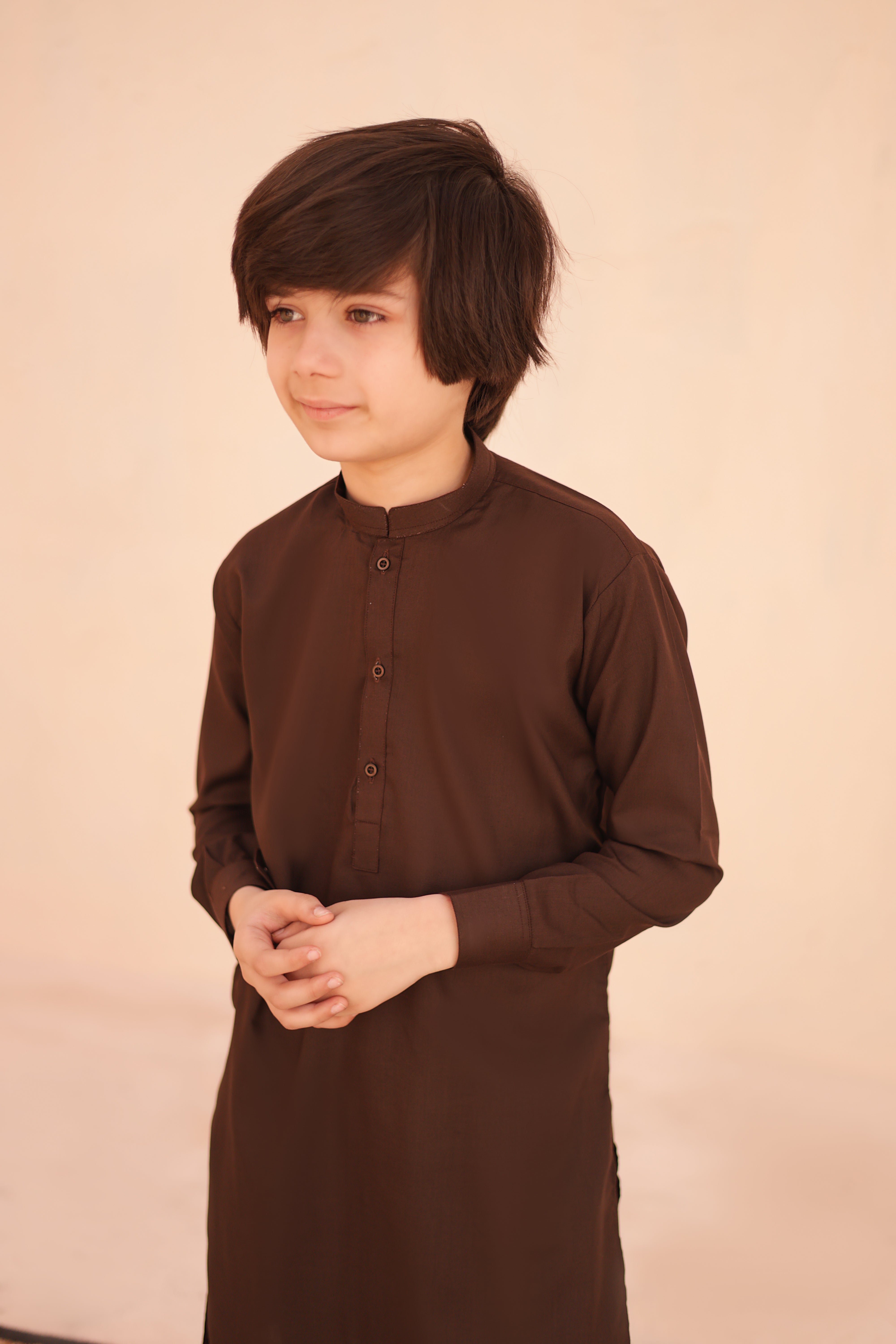 Chestnut Brown Kurta and Trouser Set For Boys
