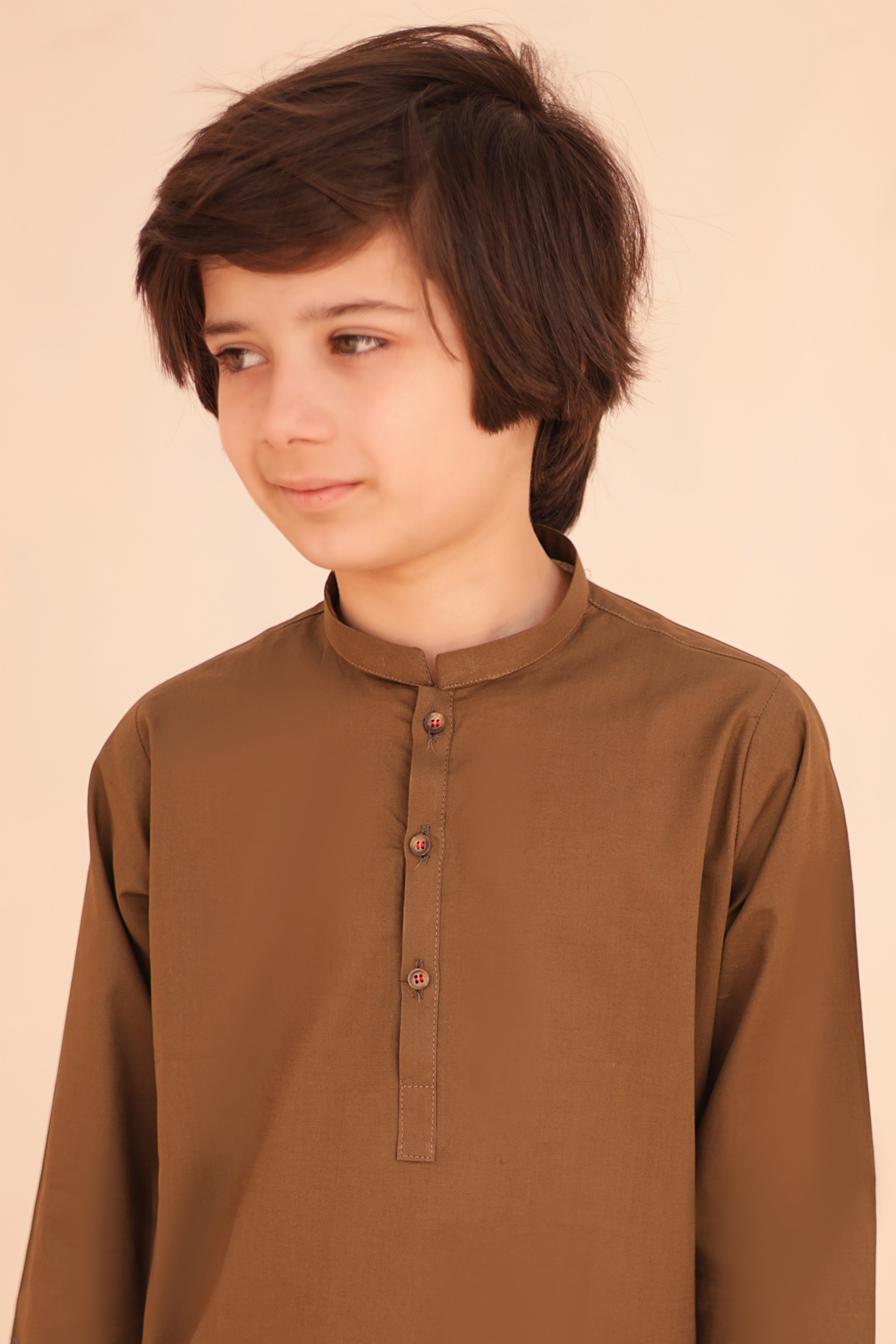Russet Brown Kurta and Trouser Set For Boys