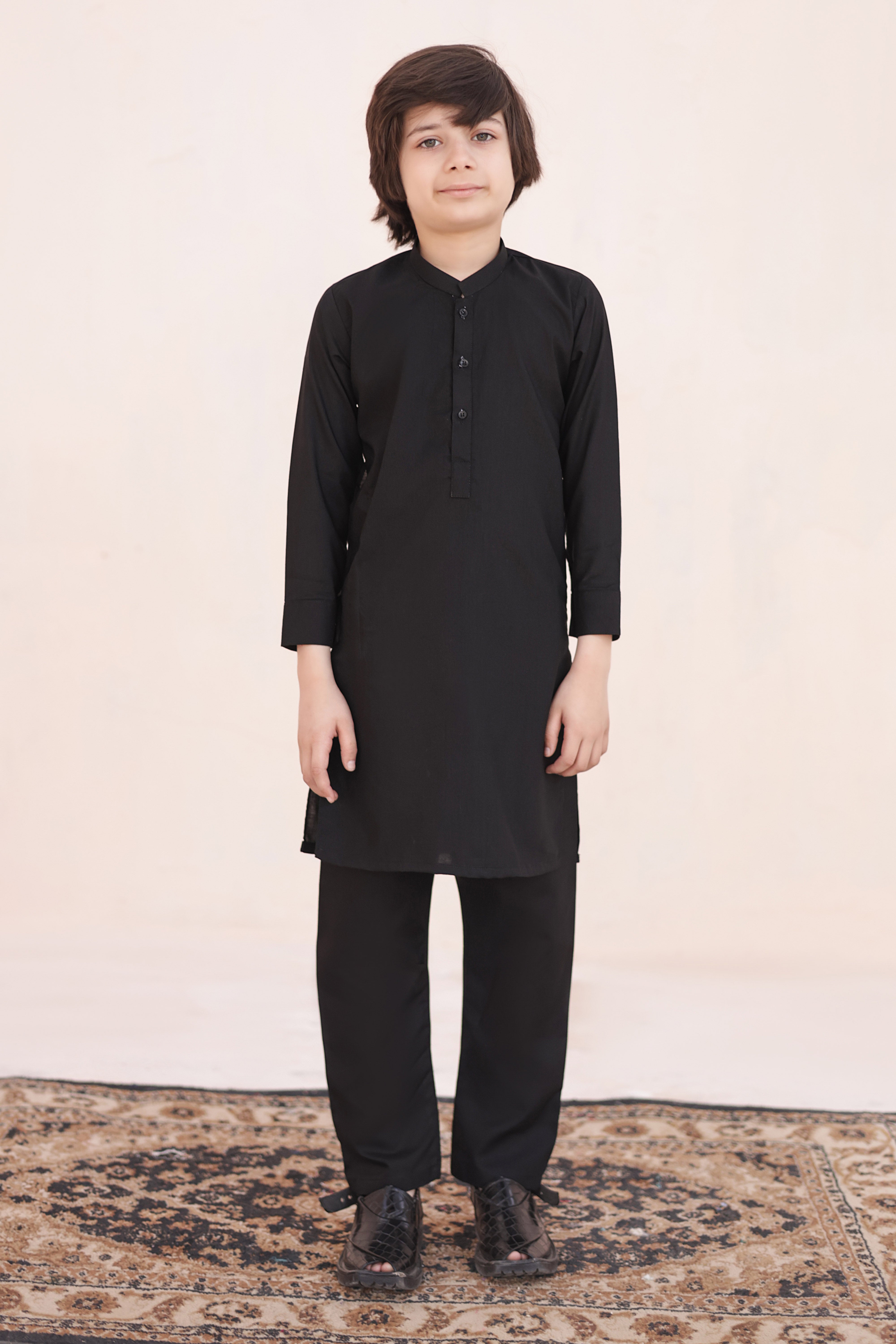 Jade Black Kurta and Trouser Set For Boys