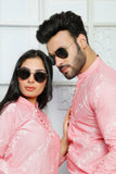 Pink Color Embroidered Kurta & Trouser For Couple
