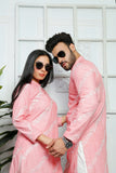 Pink Color Embroidered Kurta & Trouser For Couple
