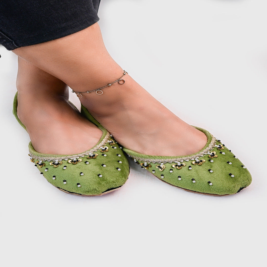 Handcrafted Velvet Embellished Khussa For Women