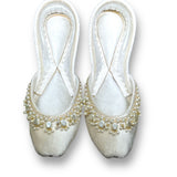 Light Golden & Pearl White Juttis – A Heritage of Elegance For Women