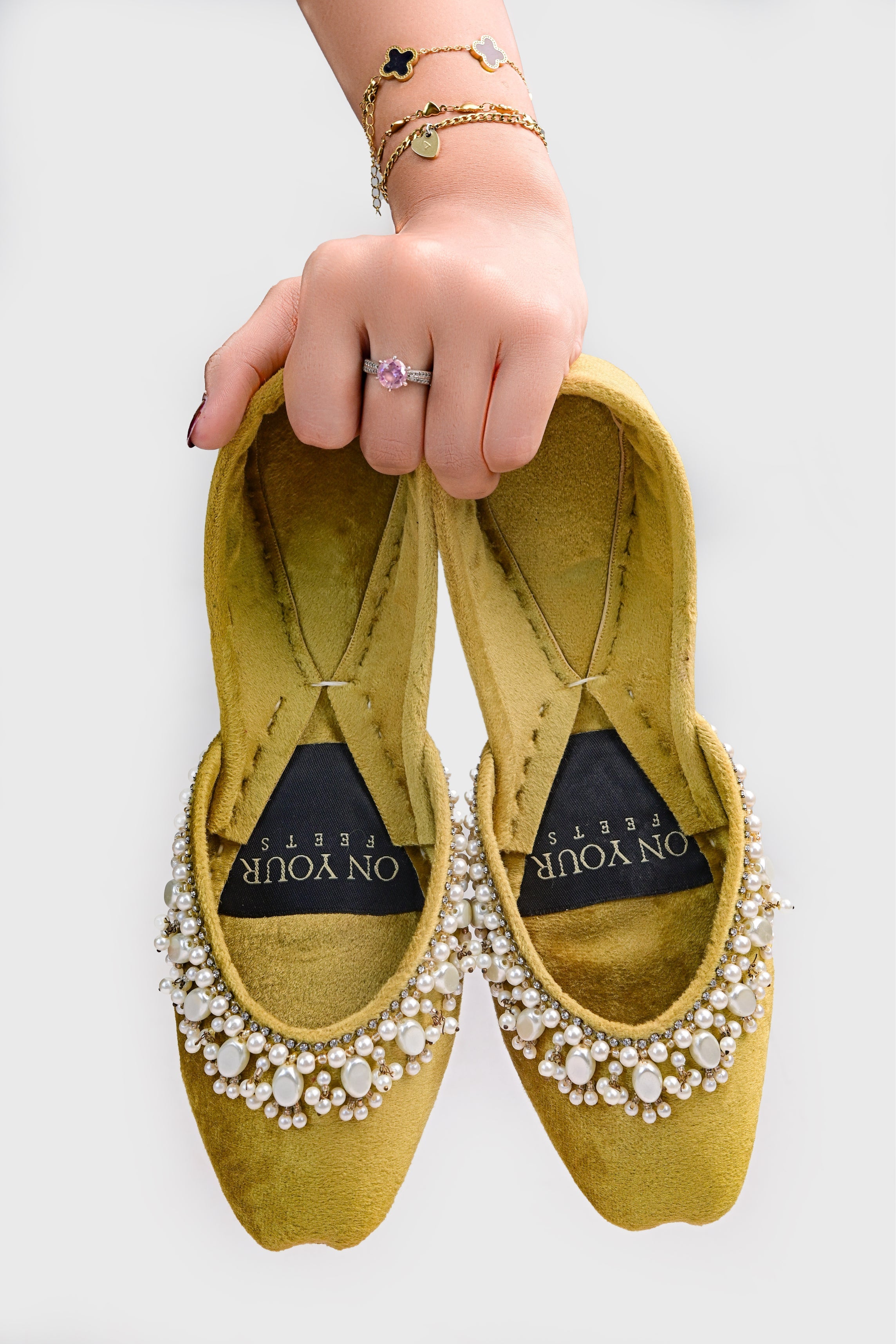 Light Golden & Pearl White Juttis – A Heritage of Elegance For Women