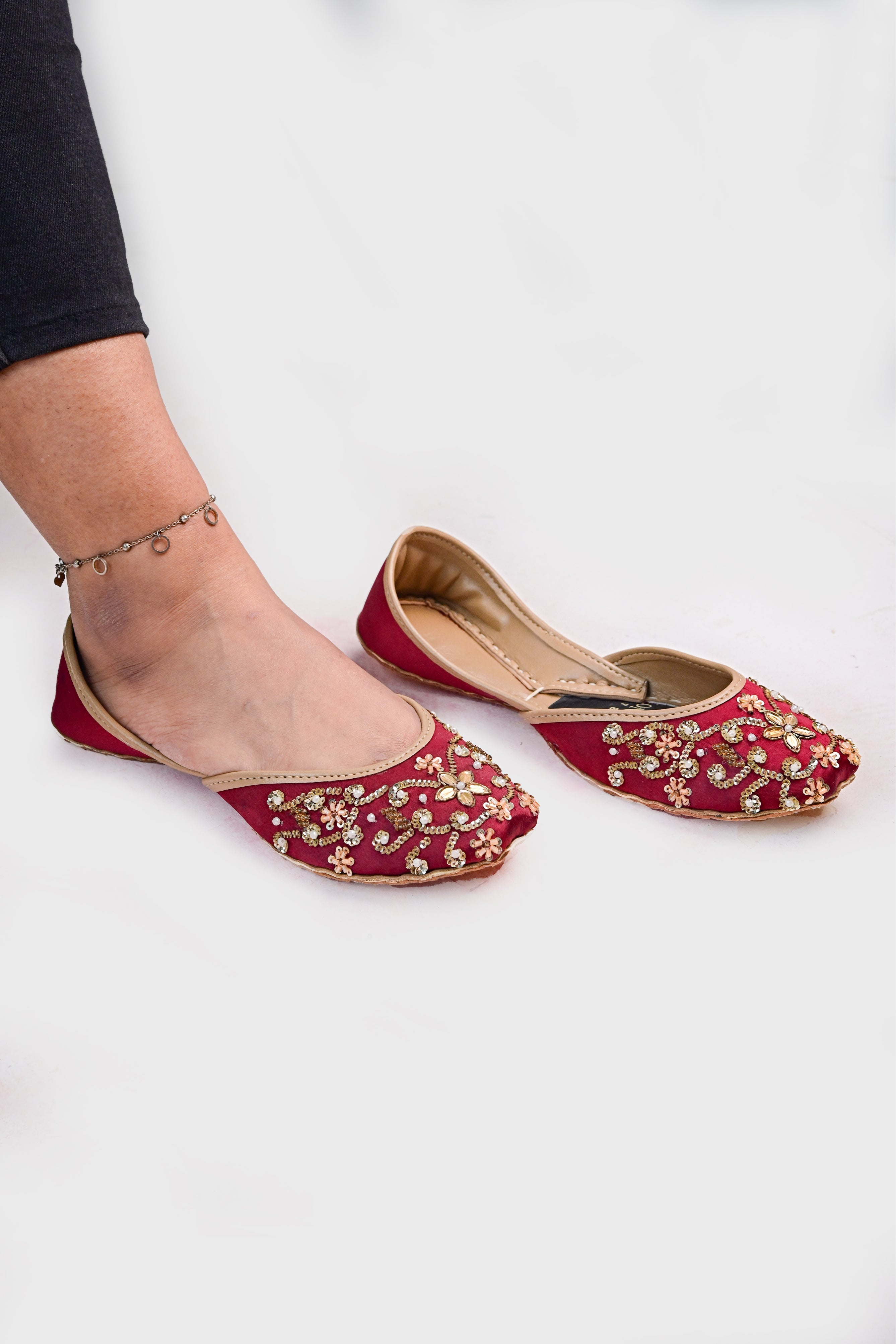 Handcrafted Red Raw Silk Slides – Uniquely Yours For Women