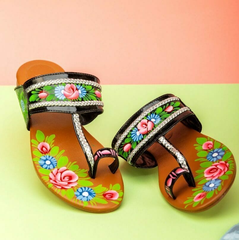 Black Hand-Painted Kolapuri – Bold & Timeless For Women