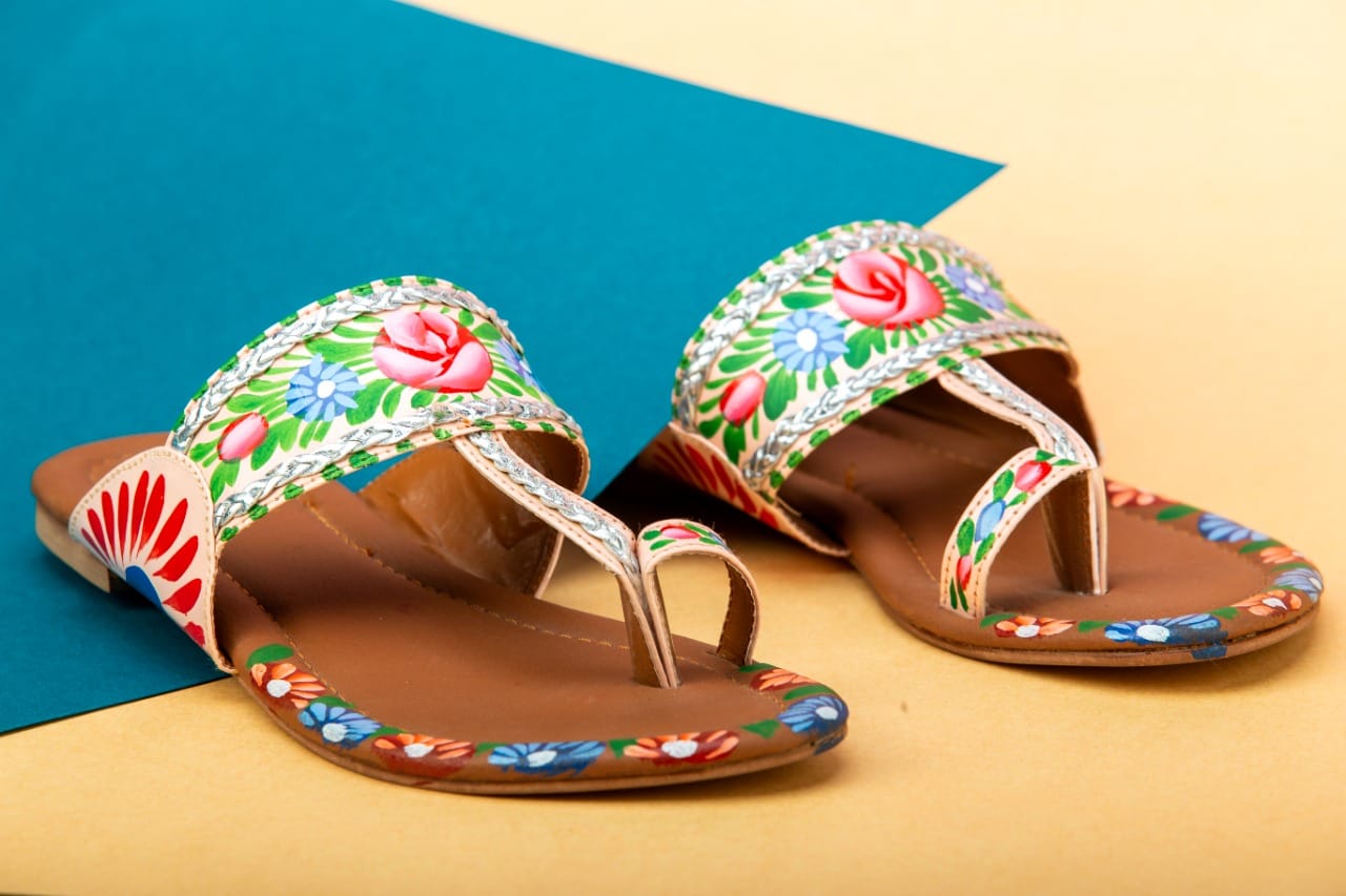 Light Pink Hand-Painted Kolapuri – Soft & Stylish For Women