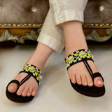 Black & Brown Floral 3D Jute Kolapuri – Bold Style, Timeless Comfort For Women