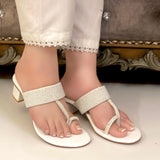 Elegant Embroidered Kolapuris with Block Heel – Grace Meets Comfort For Women