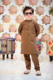 Russet Brown Kurta and Trouser Set For Boys