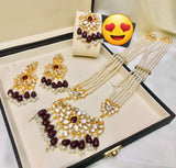 Kundan Mala Set: Dark Green, Black, Maroon – Perfect for Every Occasion