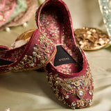 Baadshah" Regal Maroon Velvet Khussa By Dazzle