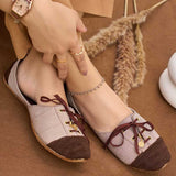Beige & Brown Vintage Lace-Up Brogues For Women