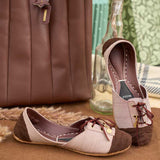 Beige & Brown Vintage Lace-Up Brogues For Women