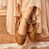 Badami Brown Khussas with Embellishments By Dazzle